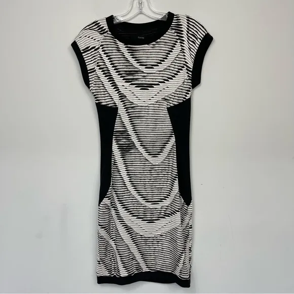Cut25 by Yigal Azrouel Black &amp; White Mini Cocktail Dress Textured Bodycon Boho 2