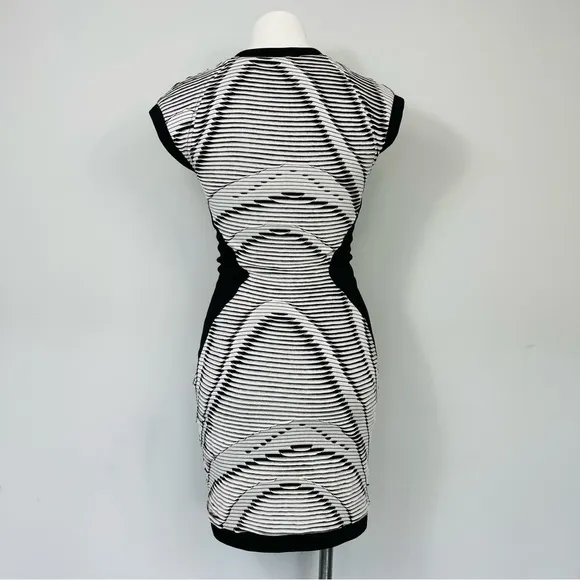 Cut25 by Yigal Azrouel Black &amp; White Mini Cocktail Dress Textured Bodycon Boho 2