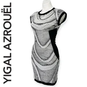 Cut25 by Yigal Azrouel Black &amp; White Mini Cocktail Dress Textured Bodycon Boho 2