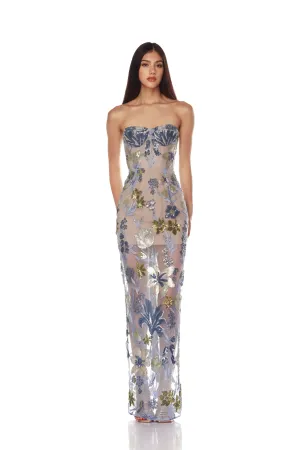 Dahlia Maxi Dress - Baby Blue Multi
