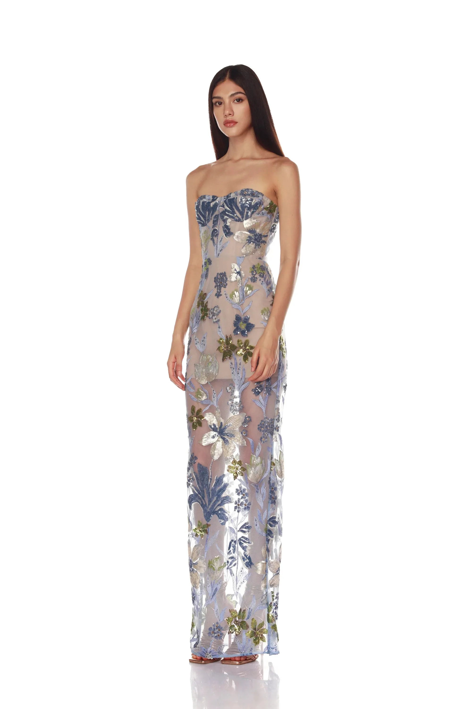 Dahlia Maxi Dress - Baby Blue Multi