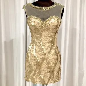 DAVE & JOHNNY Gold Short Sheath Dress Size 0
