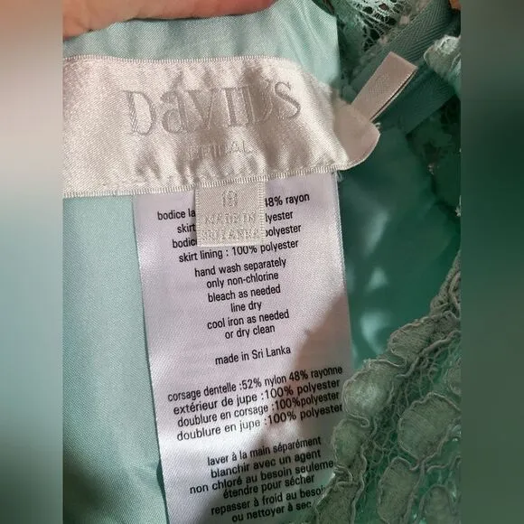 David's Bridal A-LINE chiffon one shoulder bridesmaid dress mint green Size 18