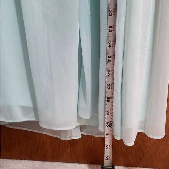 David's Bridal A-LINE chiffon one shoulder bridesmaid dress mint green Size 18