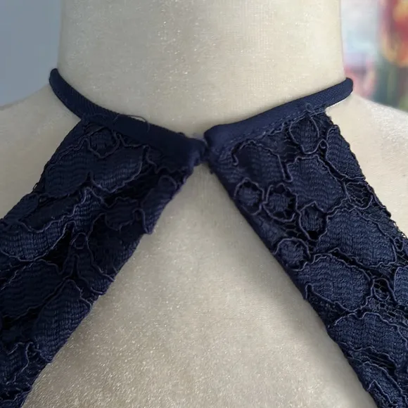 David’s Bridal Halter Lace Navy Blue Juniors Elegant Dress Size 0
