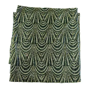 Double Tone Mehandi Green Handwork Net 56" Fabric
