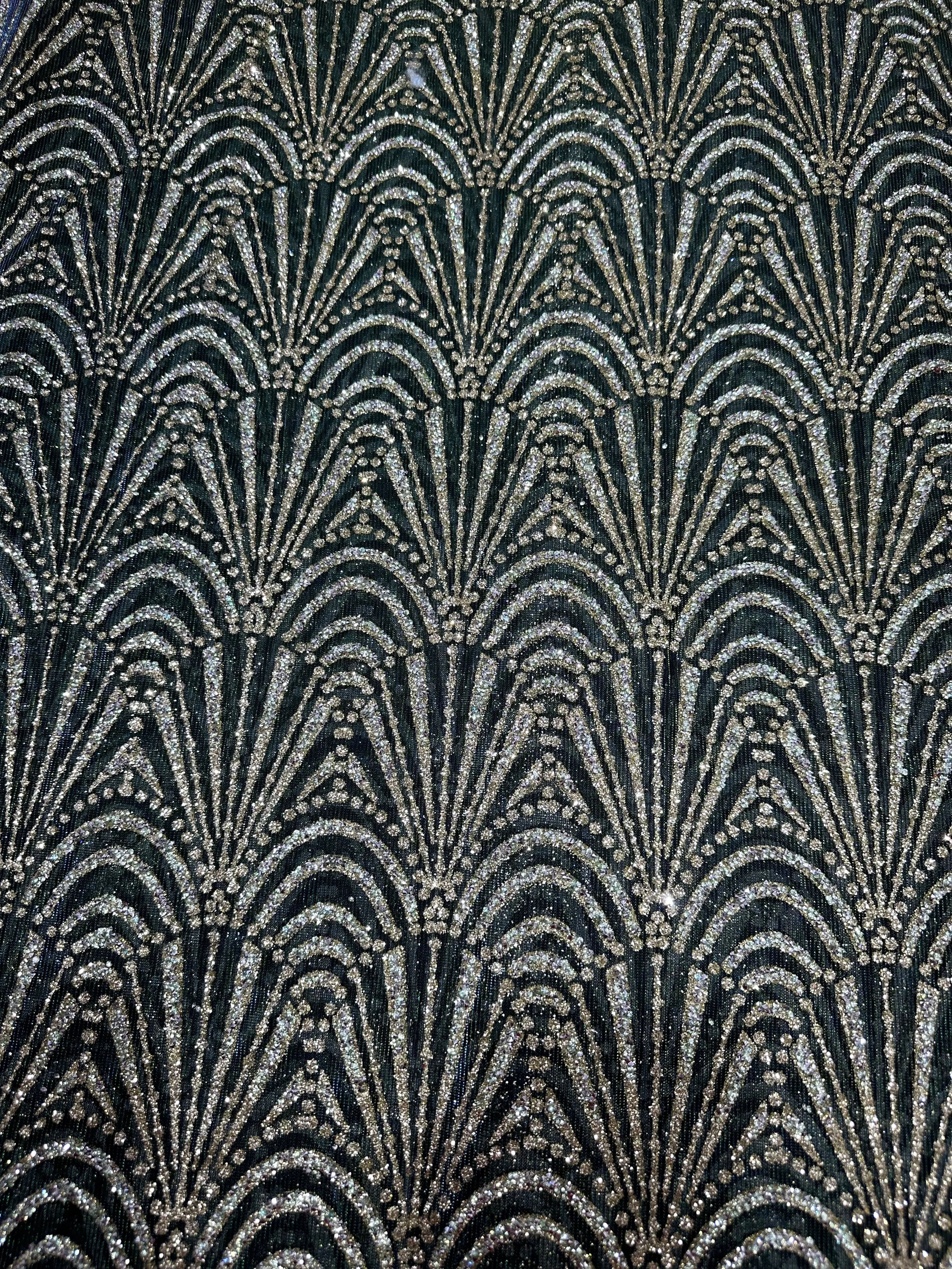 Double Tone Mehandi Green Handwork Net 56" Fabric