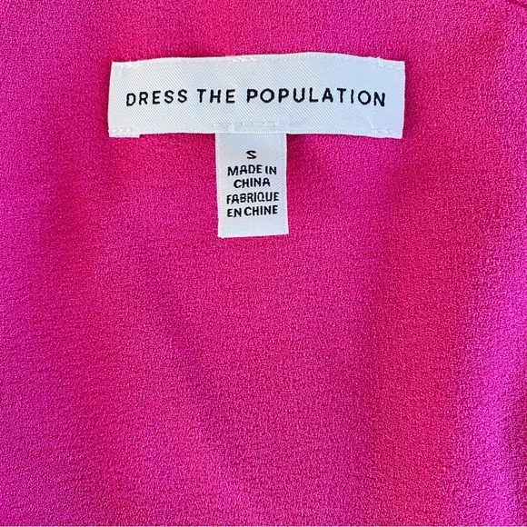 Dress The Population Asymmetrical Neckline Sheath Midi Dress in Fuschia