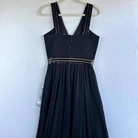Dress the Population Maxi Dress Women Small Black Formal Sequin Cocktail Party