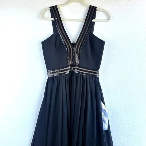 Dress the Population Maxi Dress Women Small Black Formal Sequin Cocktail Party