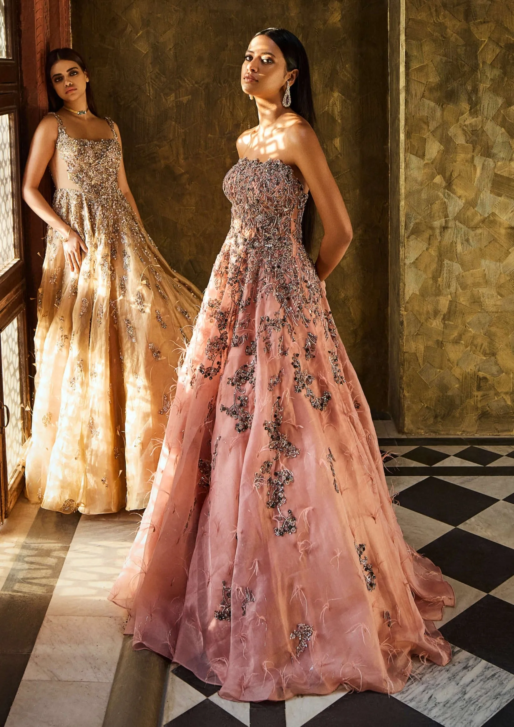 Dusty peach organza gown