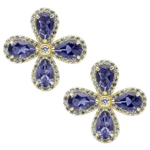 Earrings - Iolite And Diamond (2412D)