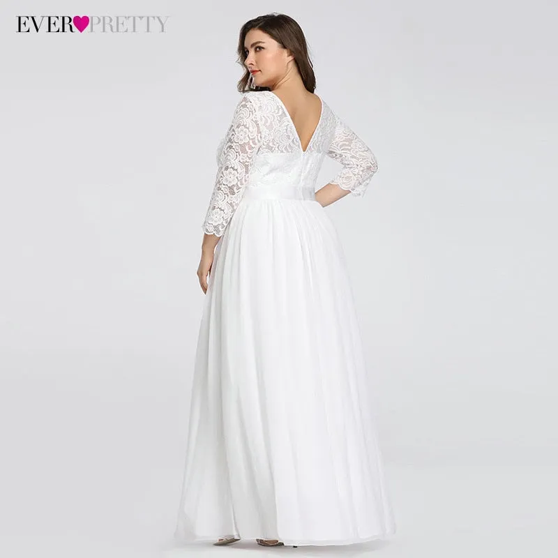 Elegant A-Line Lace Long Beach Vintage Bridal Dress