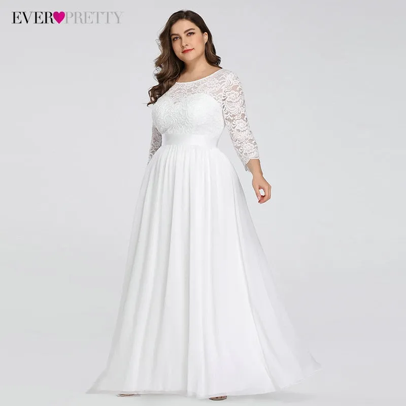Elegant A-Line Lace Long Beach Vintage Bridal Dress