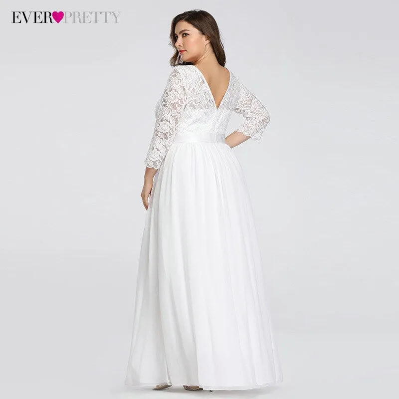 Elegant A-Line Lace Long Beach Vintage Bridal Dress
