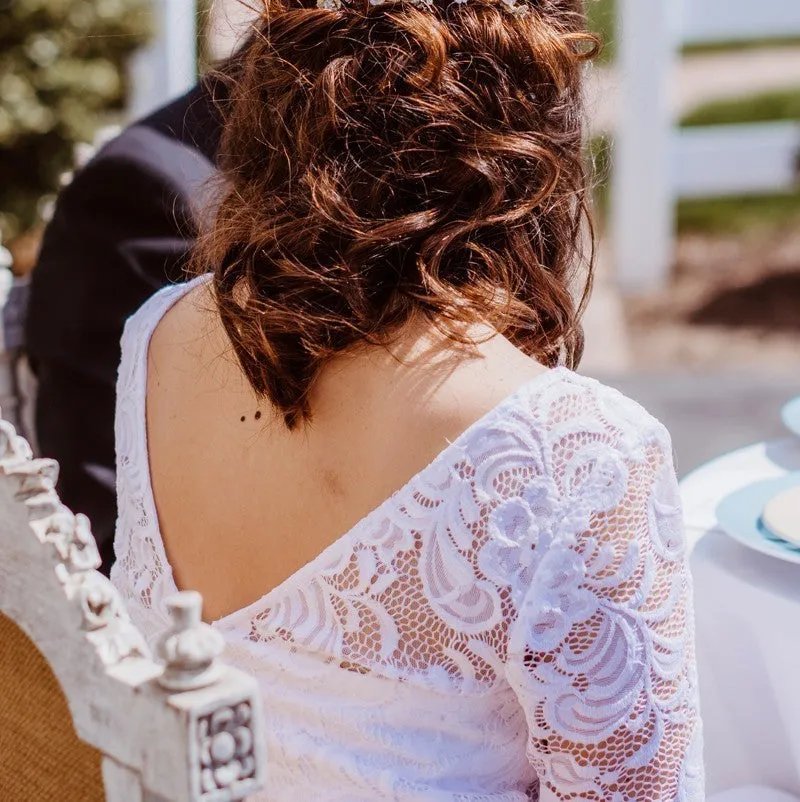 Elegant A-Line Lace Long Beach Vintage Bridal Dress