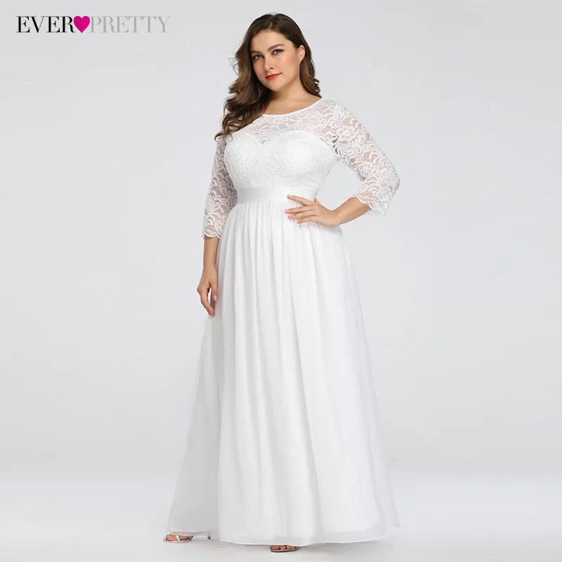 Elegant A-Line Lace Long Beach Vintage Bridal Dress
