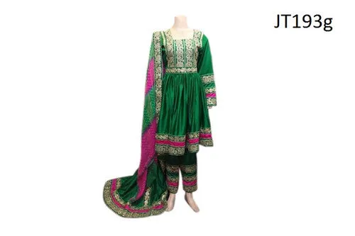 Elegant Green Afghan Dress