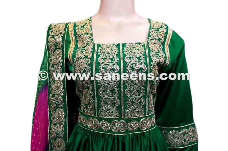Elegant Green Afghan Dress