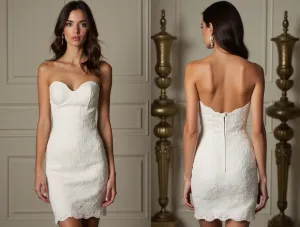 Elegant Short Lace Wedding Dress – 2025 Collection | فستان زفاف قصير من الدانتيل | Vestido de Novia Corto de Encaje | Robe de Mariée Courte en Dentelle