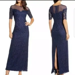 Eliza J Lace Overlay Formal Maxi Dress
