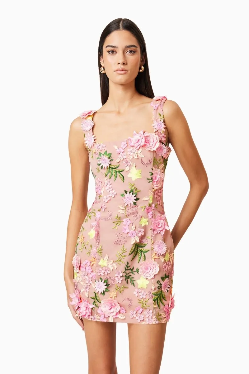 Elliatt - Aella Embroidered Mini Dress In Pink