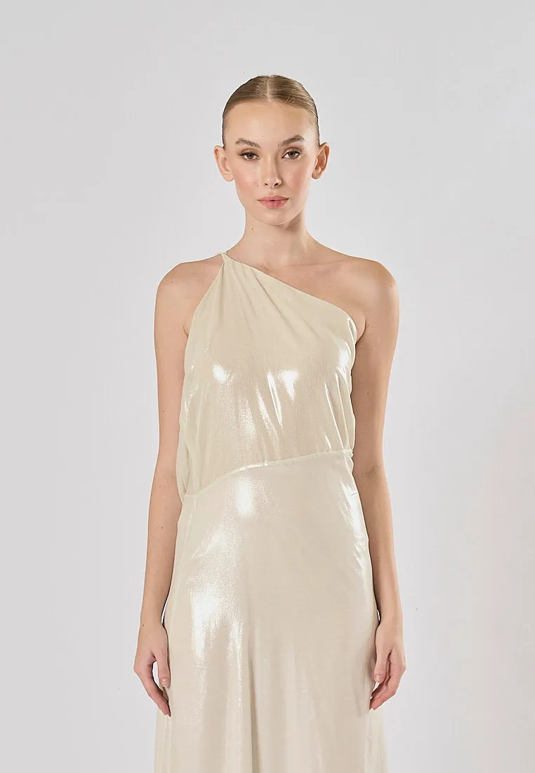 Elvira Silver Sidel Halter Back Strap Sleeveless Maxi Dress