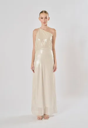 Elvira Silver Sidel Halter Back Strap Sleeveless Maxi Dress
