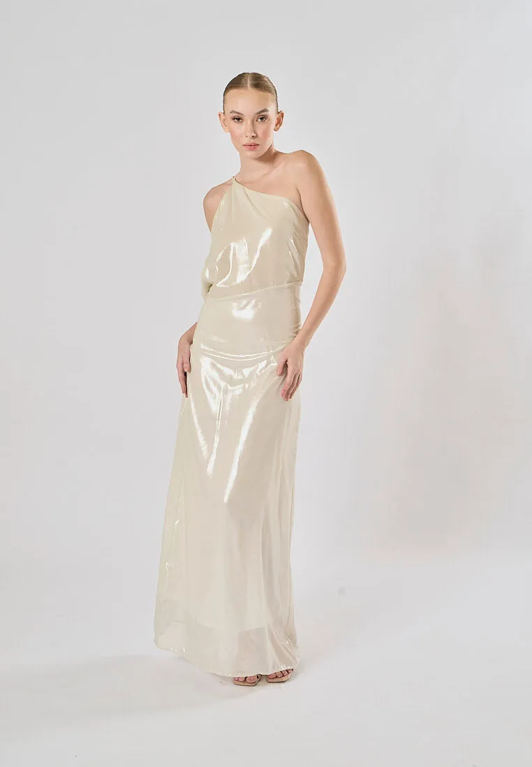 Elvira Silver Sidel Halter Back Strap Sleeveless Maxi Dress