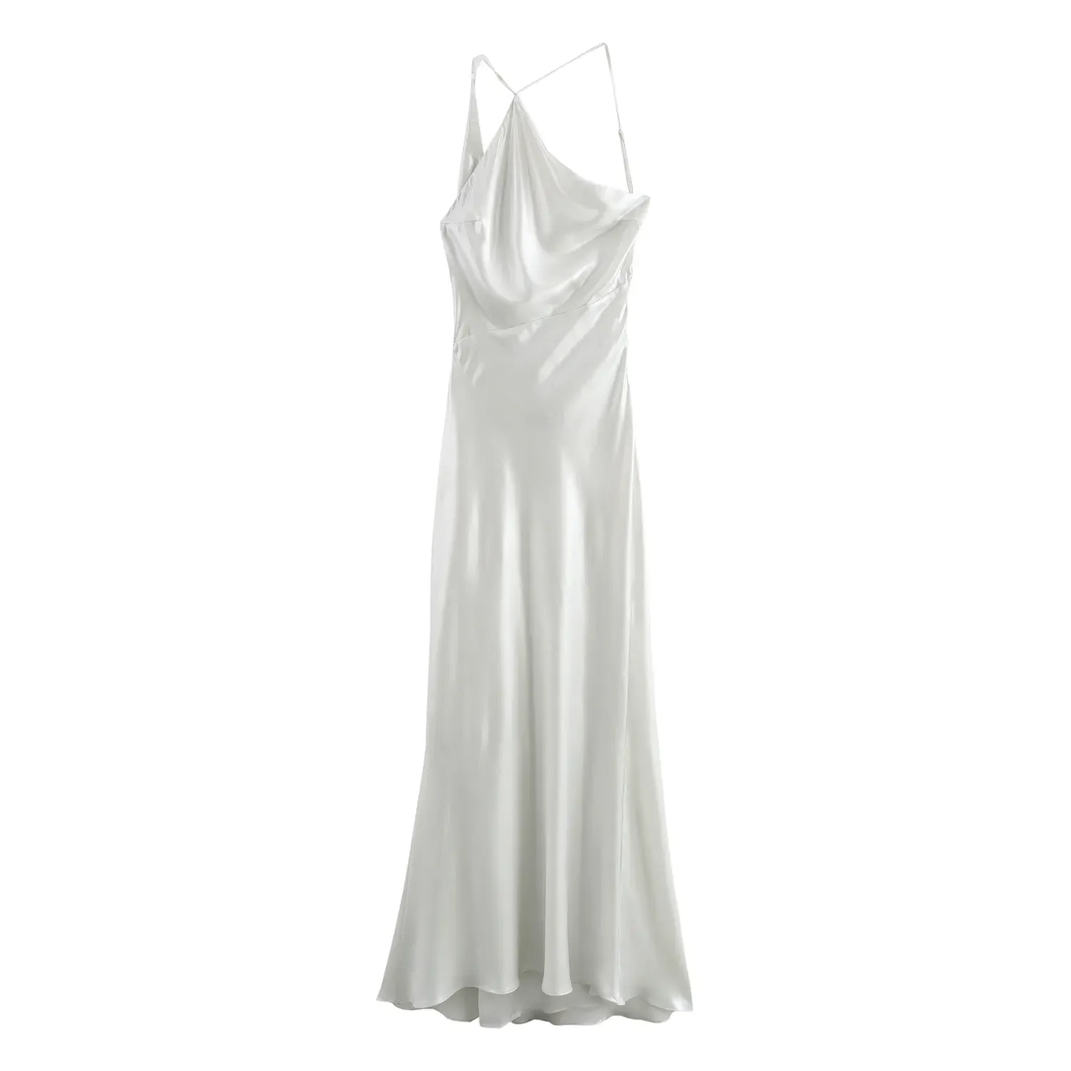 Elvira Silver Sidel Halter Back Strap Sleeveless Maxi Dress