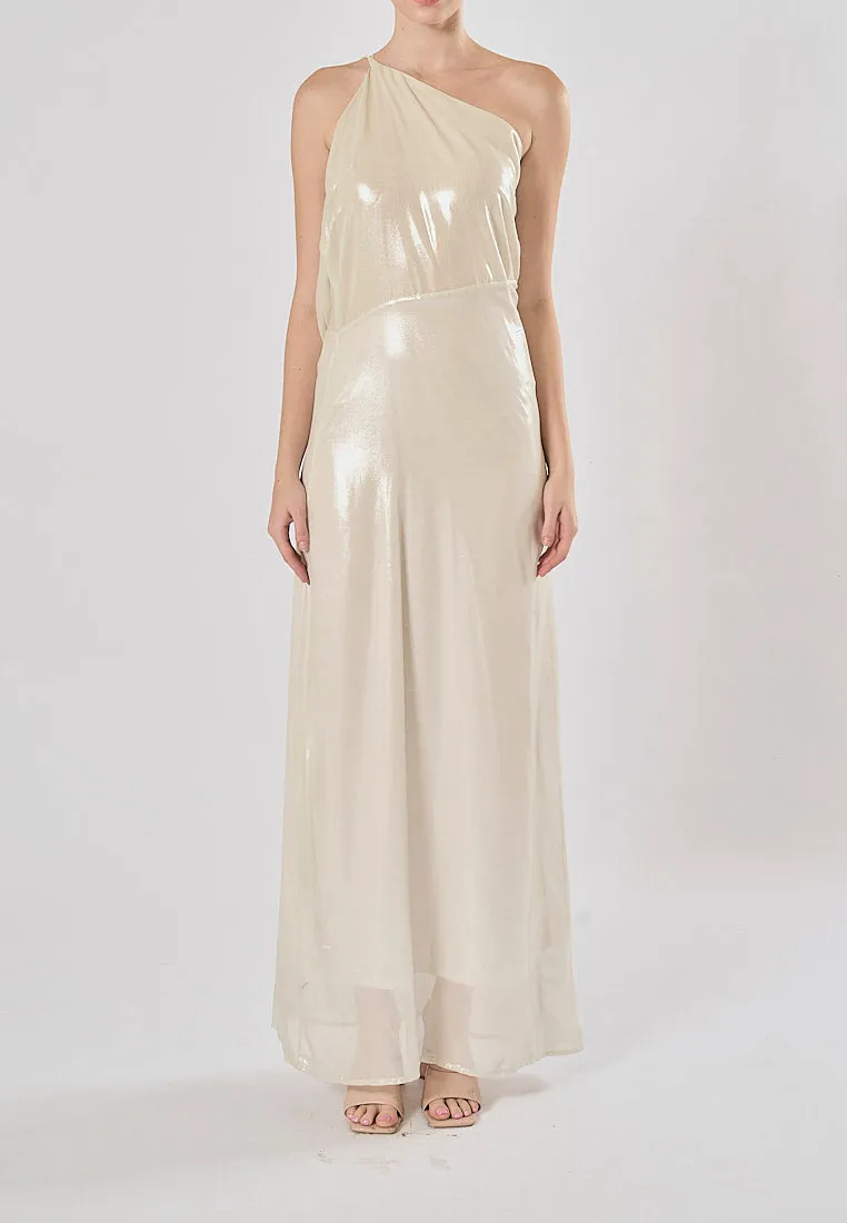 Elvira Silver Sidel Halter Back Strap Sleeveless Maxi Dress