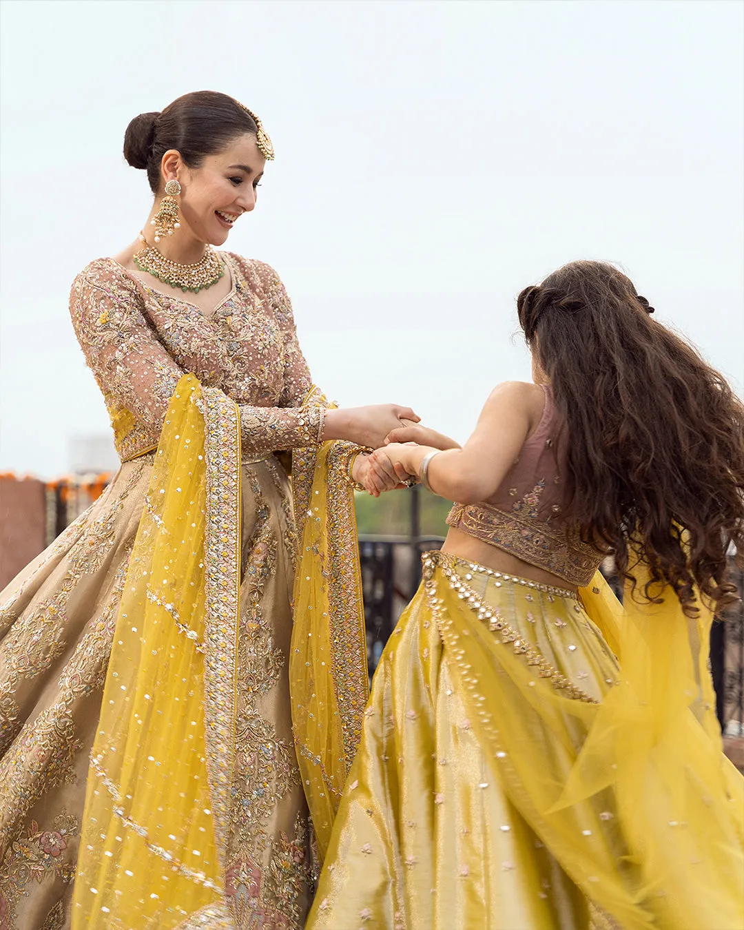 Embellished Chiffon Choli with Tissue Lehenga and Net Dupatta Pakistani Bridal Dress