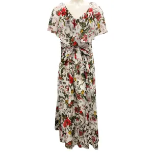 Erdem White / Red Algarve Floral-Print Ruffle Maxi Dress