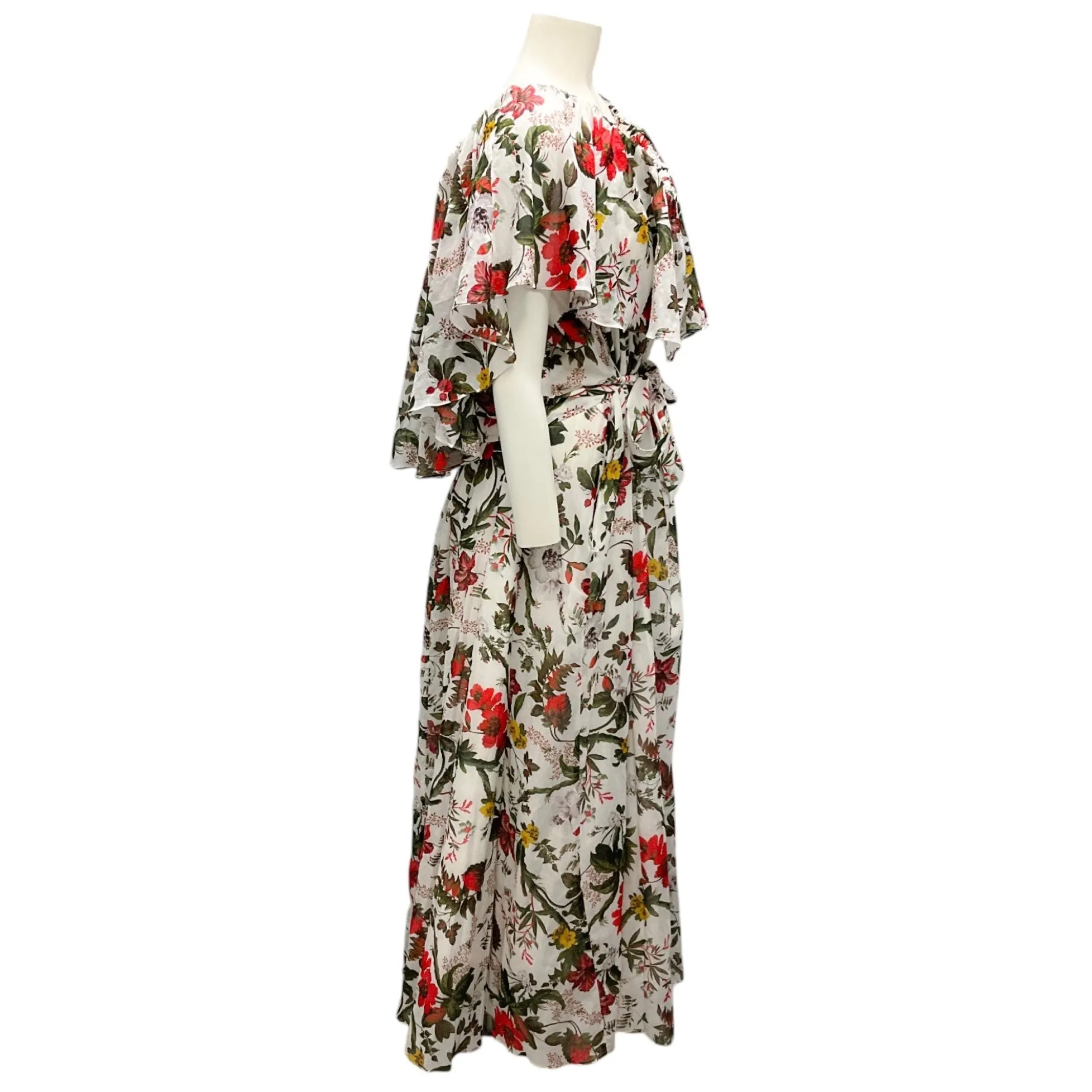 Erdem White / Red Algarve Floral-Print Ruffle Maxi Dress