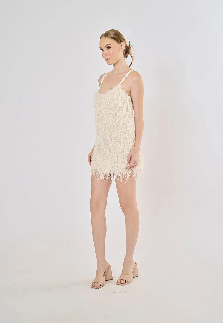 Erin White Tassel Sleeveless Mini Dress