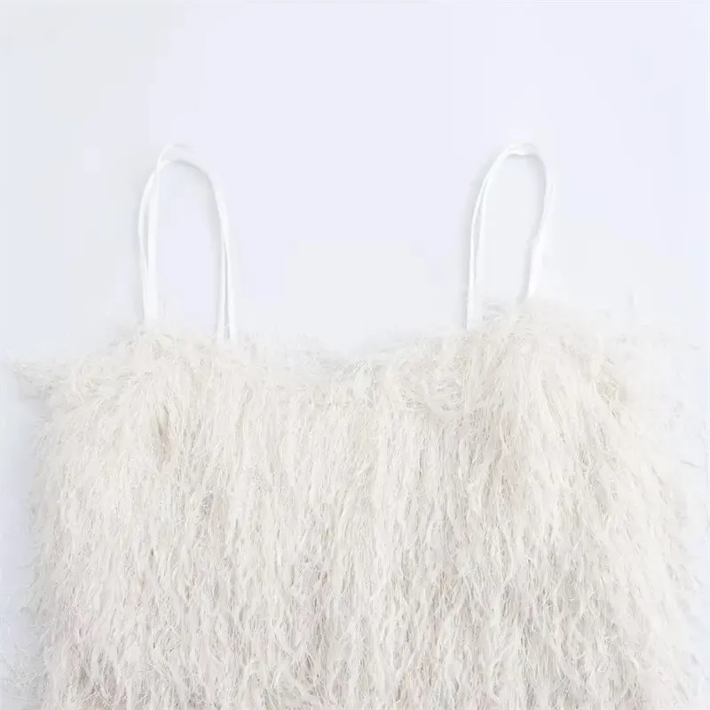 Erin White Tassel Sleeveless Mini Dress