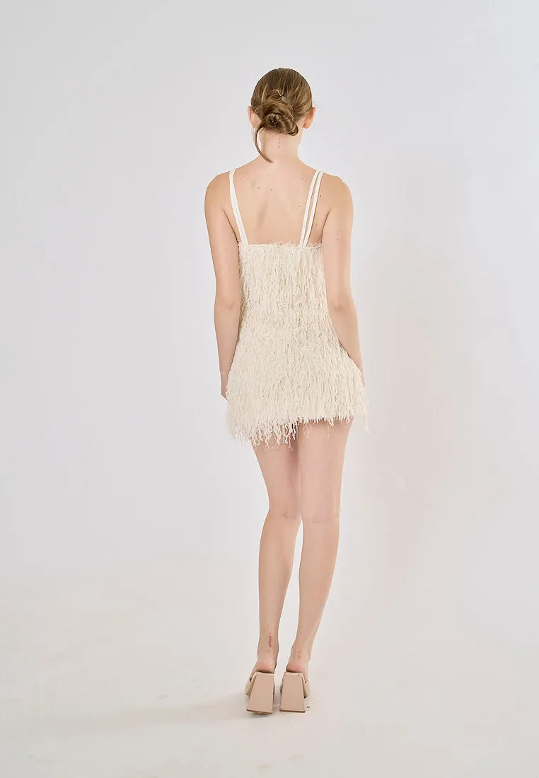 Erin White Tassel Sleeveless Mini Dress