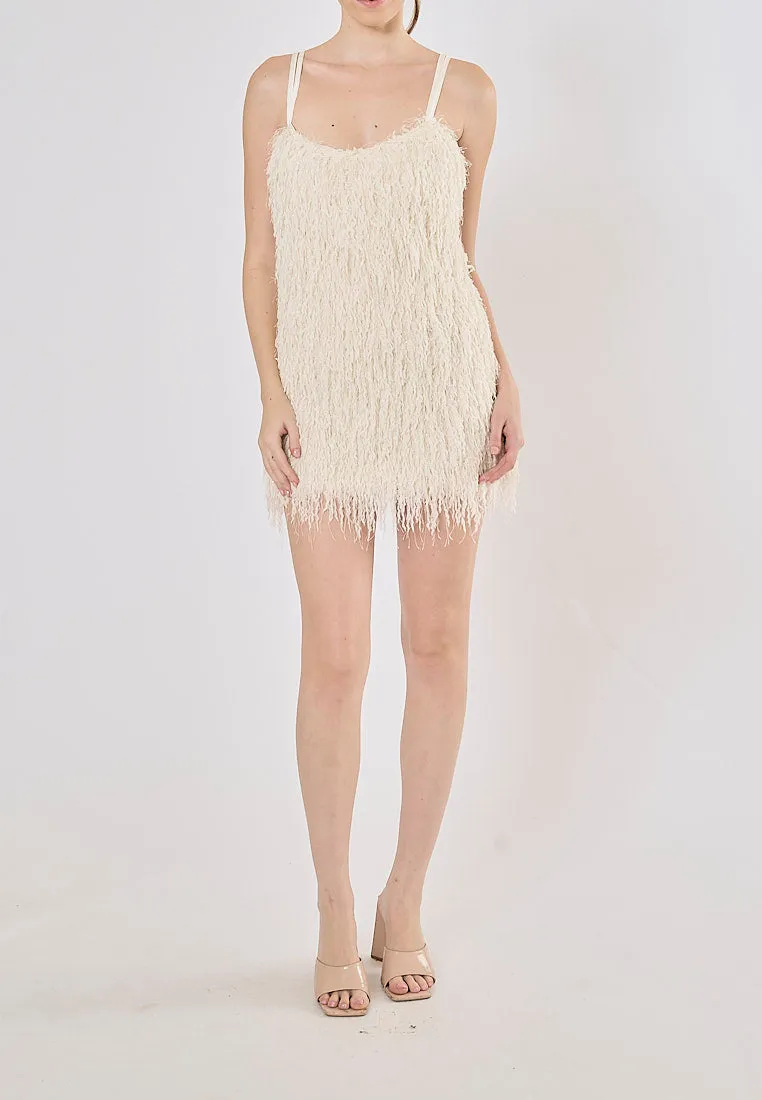 Erin White Tassel Sleeveless Mini Dress