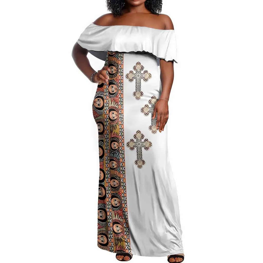 Ethiopia Angels Tilet With Cross Off Shoulder Maxi Dress LT15
