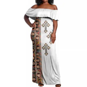Ethiopia Angels Tilet With Cross Off Shoulder Maxi Dress LT15