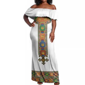 Ethiopia Saba Kemis Habesha Style Off Shoulder Maxi Dress LT15