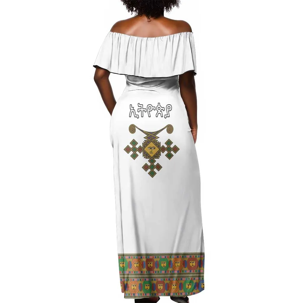 Ethiopia Saba Kemis Habesha Style Off Shoulder Maxi Dress LT15
