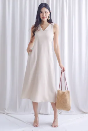 Fern Sleeveless Cut Out Back Maxi Dress In Ecru