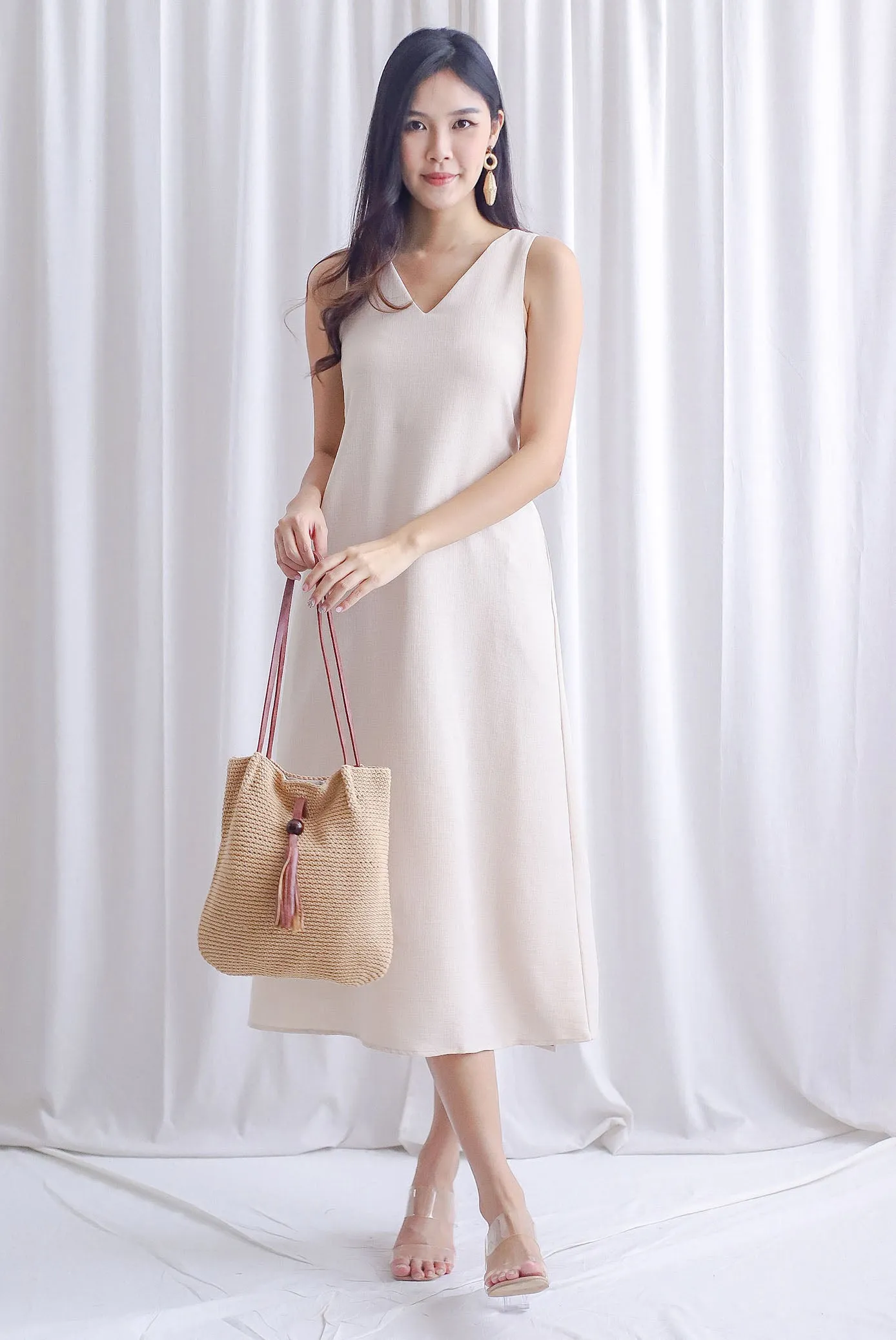 Fern Sleeveless Cut Out Back Maxi Dress In Ecru
