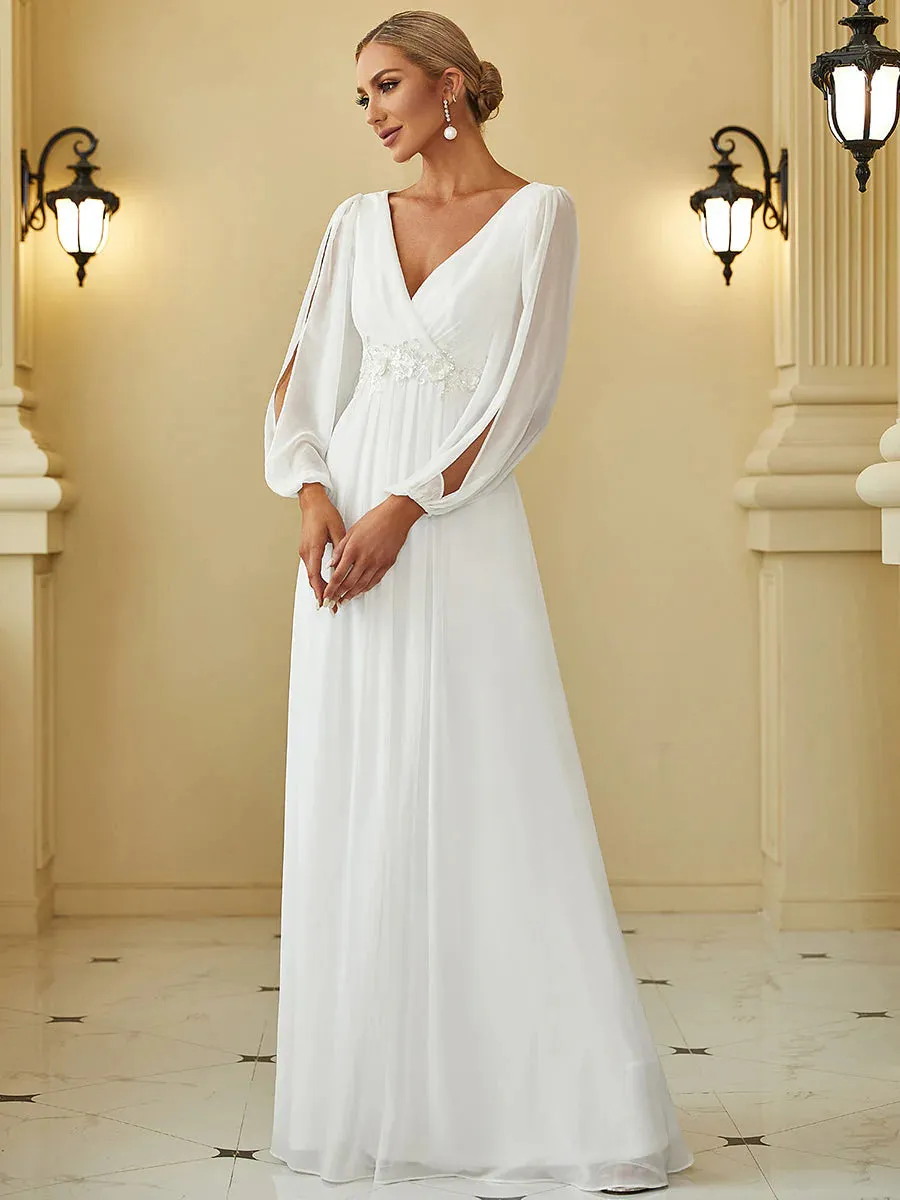 Floor Length Long Lantern Sleeves Wedding Dresses