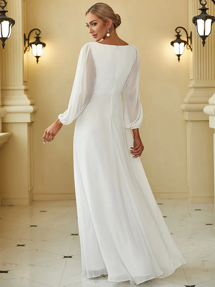 Floor Length Long Lantern Sleeves Wedding Dresses