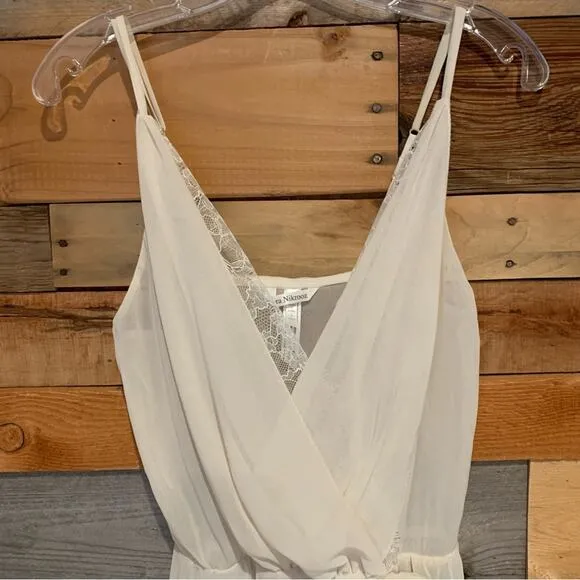 Flora Nikrooz Chiffon Tank Babydoll Negligée Slip Ivory Size S