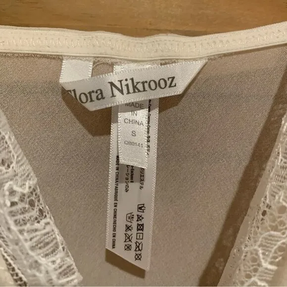 Flora Nikrooz Chiffon Tank Babydoll Negligée Slip Ivory Size S