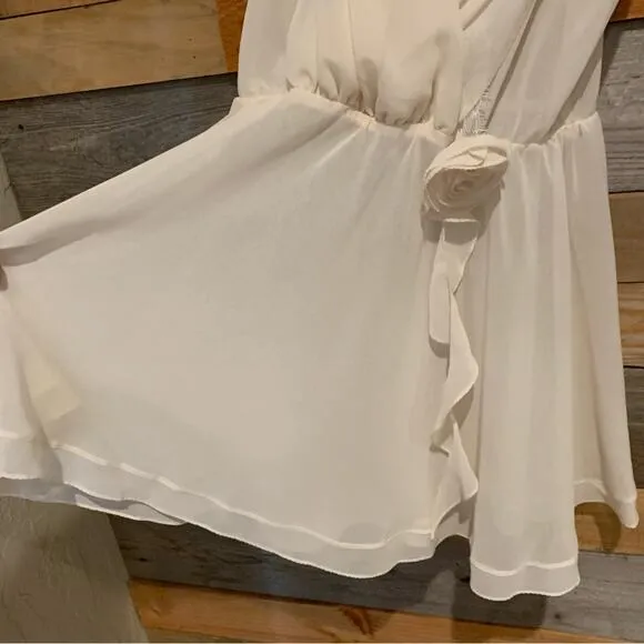 Flora Nikrooz Chiffon Tank Babydoll Negligée Slip Ivory Size S