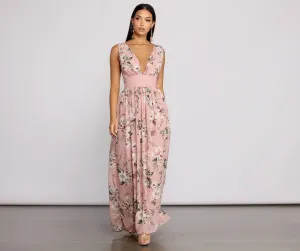 Floral Beauty Sleeveless Chiffon Maxi Dress